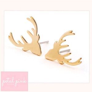 3 COLORS Stainless Steel Deer Antlers Stud Earrings